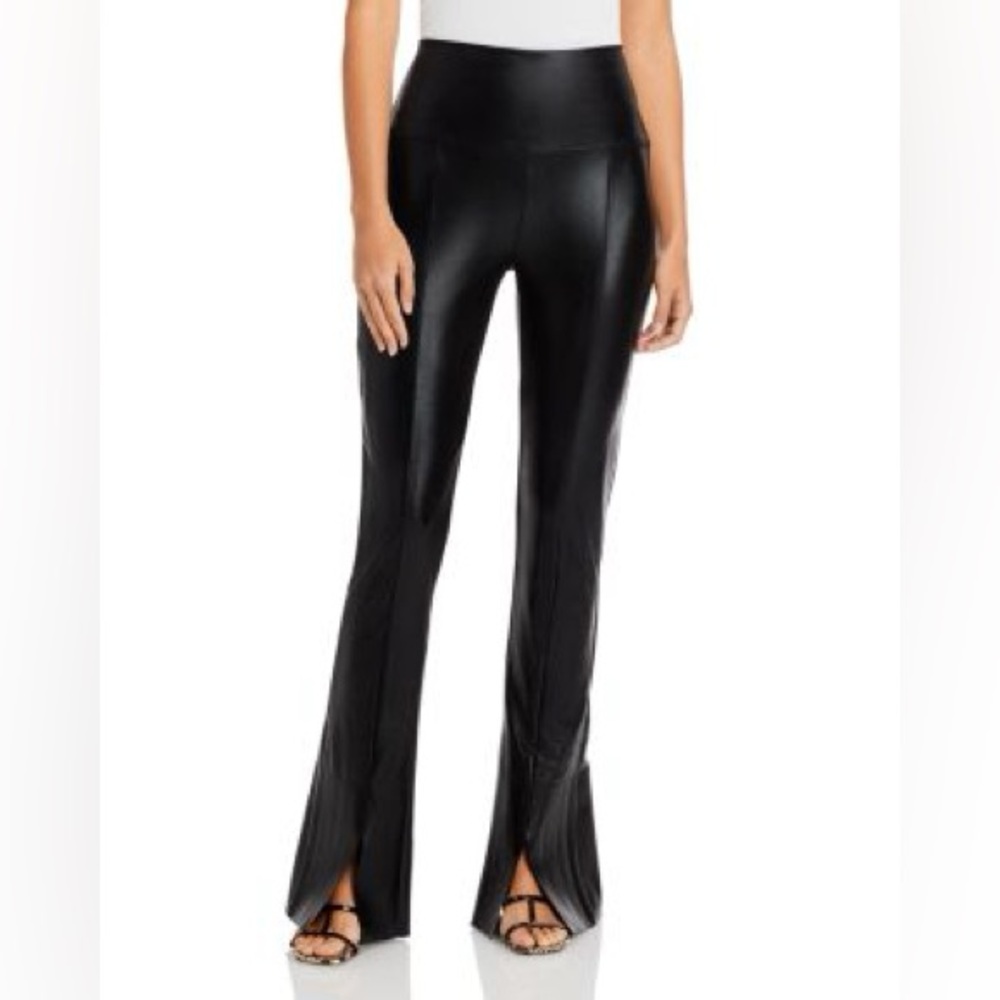 NORMA KAMALI spat vegan leather flared pants, size small